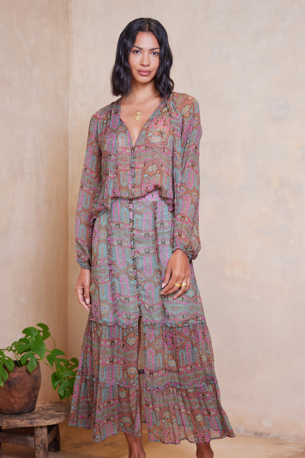 Marjorie Rosette Maxi Skirt Taragon Tigerlily USA