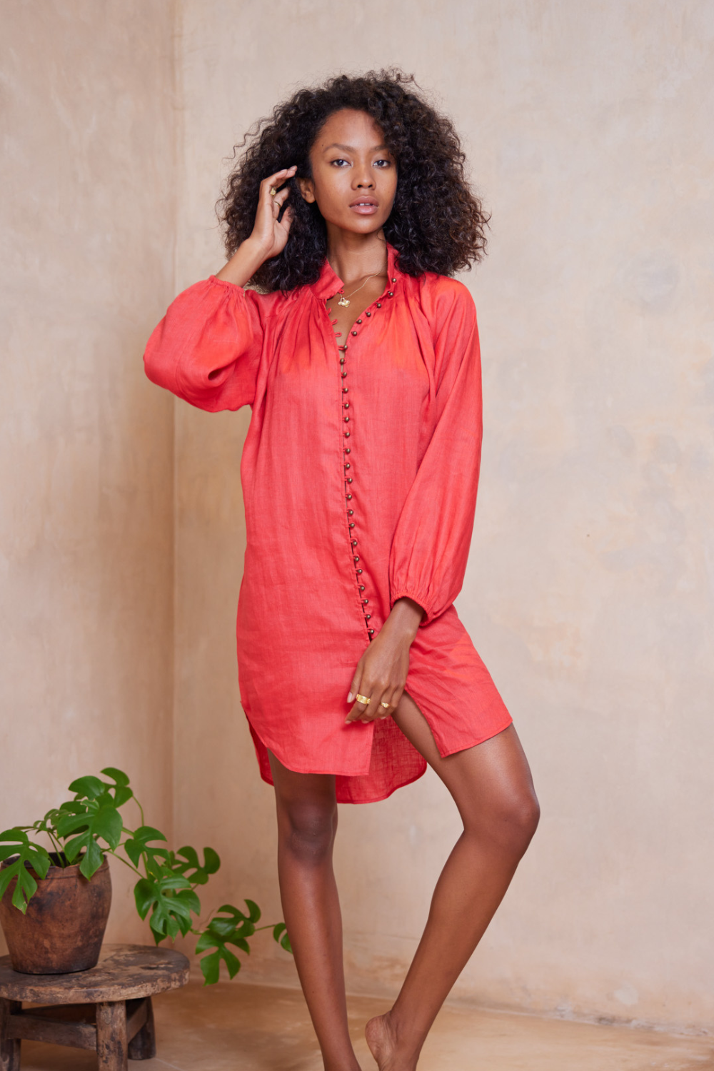 Red store shirt dress