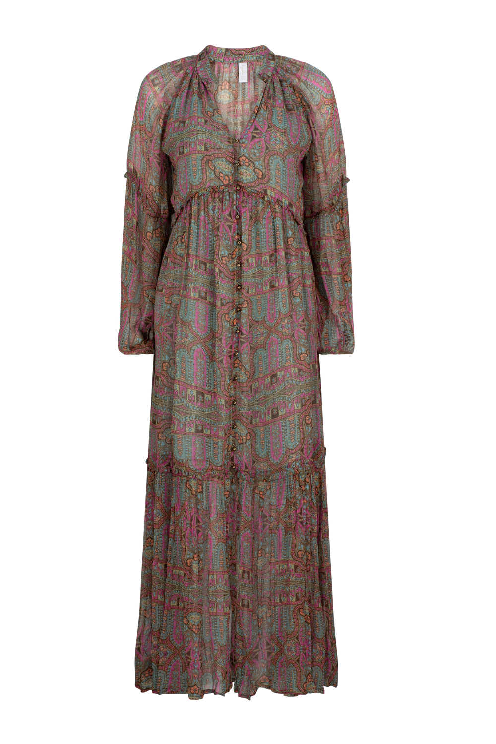 Eliza Olive Mini Dress - Beige Ornate