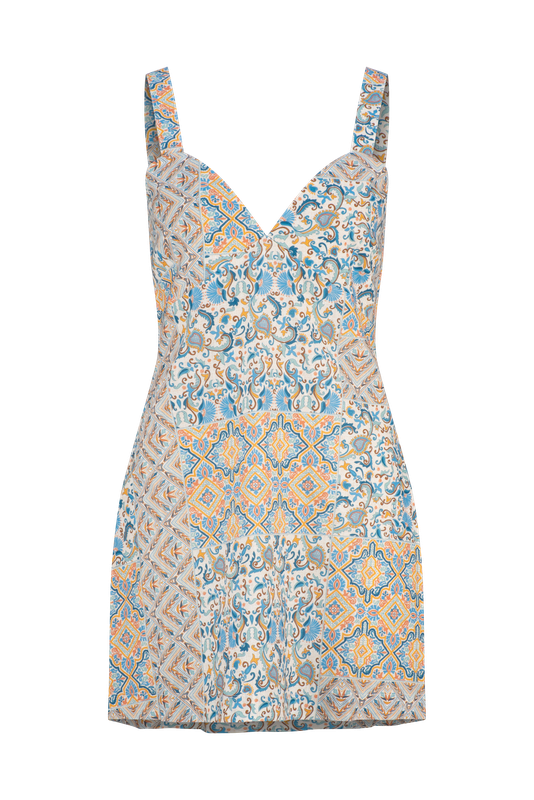 Azalia Gemma Mini Dress - Cobalt Ornate