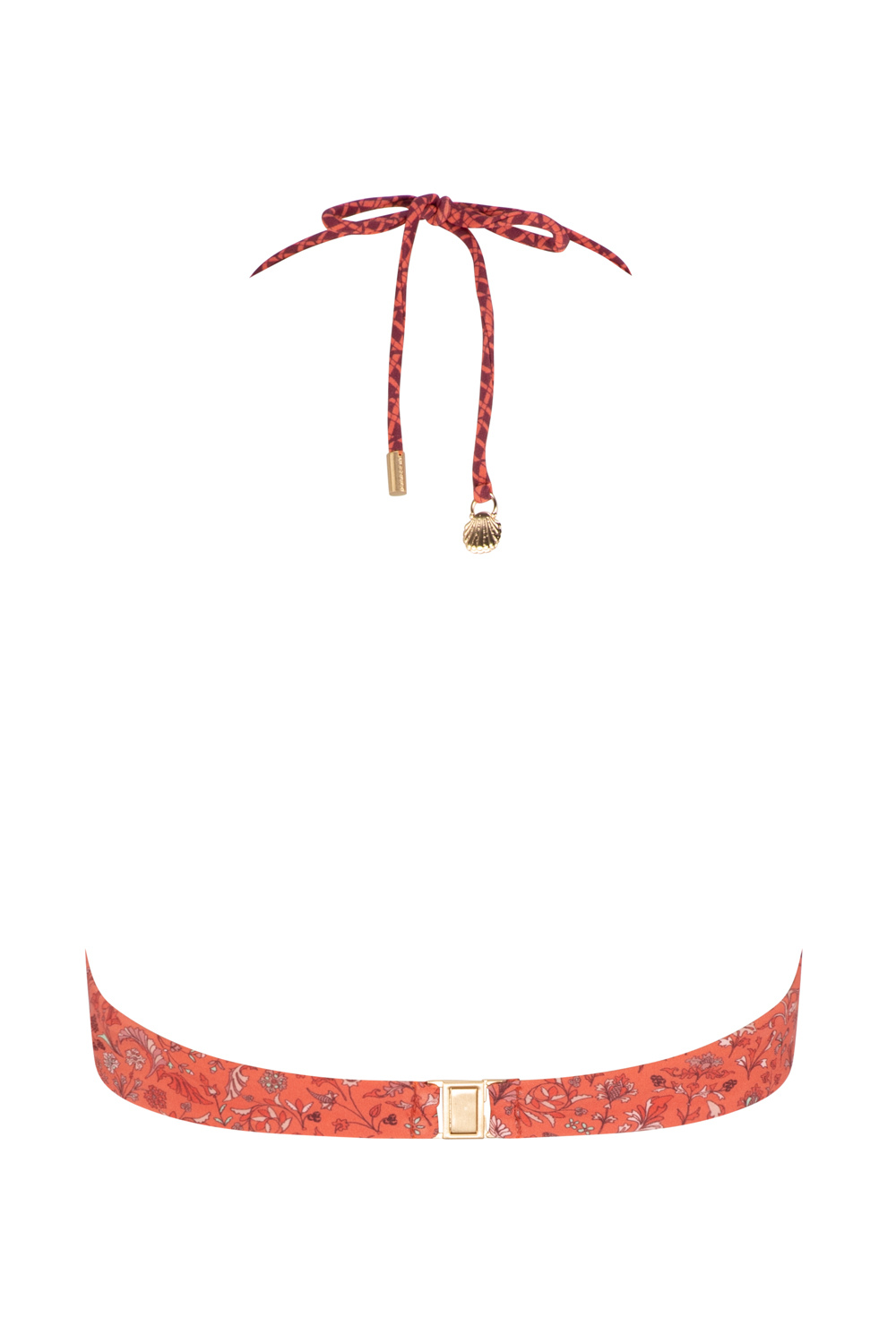 Alexandria Maisy V Neck Tri Bikini Top - Raspberry/Orange Floral