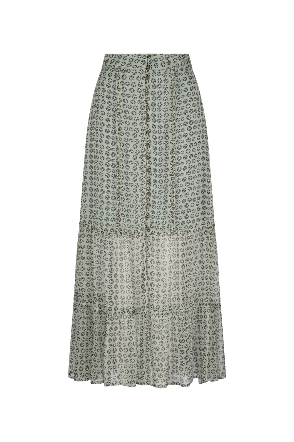 Antonia Rosette Maxi Skirt - Mint Charcoal – Tigerlily USA