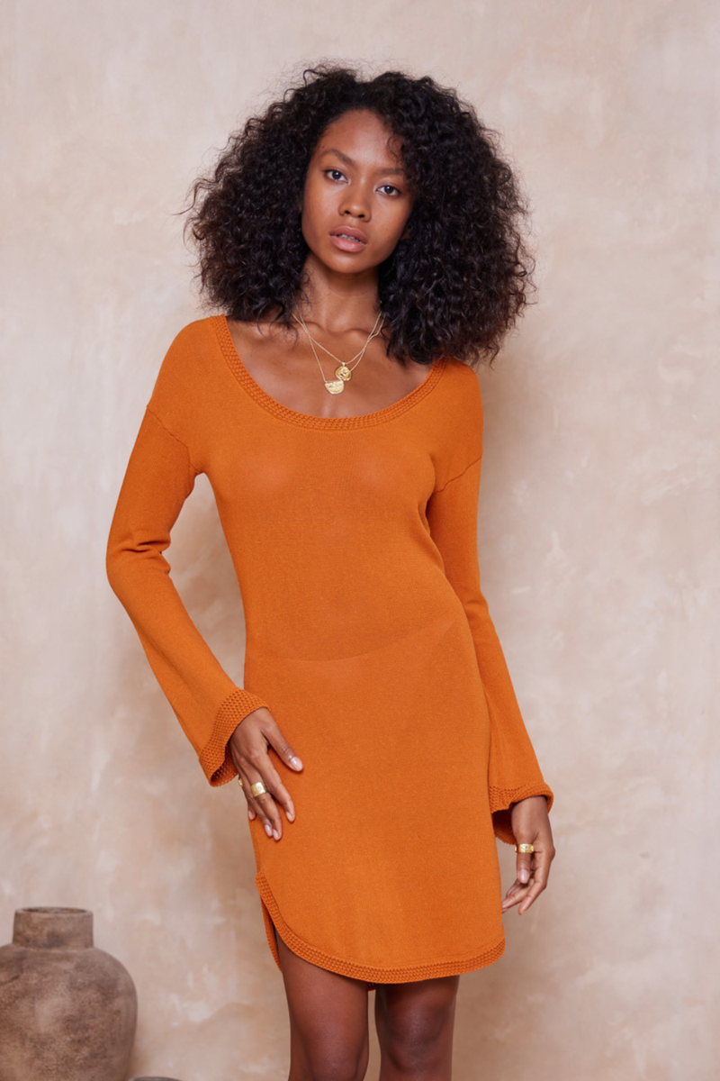 Nixie Teia Mini Dress - Burnt Orange