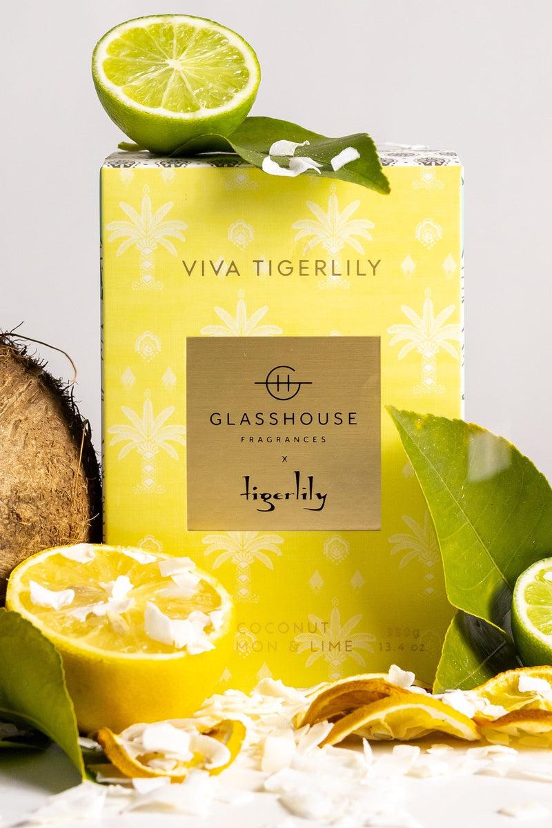 Glasshouse x Tigerlily Viva Tigerlily Candle - Coconut, Lemon &amp; Lime-Tigerlily